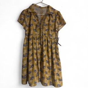 Urban Outfitters Yellow and Blue Midi Dress